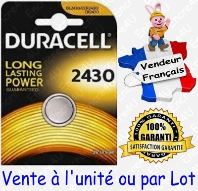 DURACELL DL2430 CR2430 Lithium 3V - A l'unité ou par lot de 2 5 10 ou 20 piles