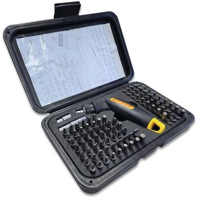 COFFRET TOURNEVIS A CLIQUET ORIENTABLE et EMBOUTS DE VISSAGE - 98 PCS - Photo 1/4