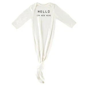 Newborn Knotted Gown Infant Sleeping Gowns 0-3 mo Hello I'm New Here - Pack of 2 - Picture 1 of 3
