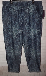 Gloria Vanderbilt Pants Women's XL Pheonix Wash Blue Print Pull On Elastic Waist