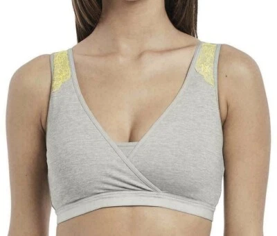 Freya Chi Nursing Bra Size S Drop Cup Mineral Grey Lemon Lace Non Wired 3901 New - Image 1 of 4