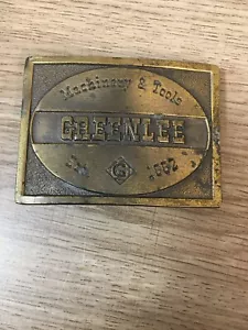 Vintage 1978 Greenlee Machinery & Tools Est 1862 Brass Belt Buckle RARE - Picture 1 of 3