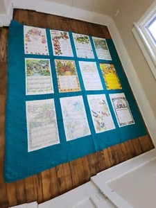 Vintage Linen Calendar Towel Quilt Farmhouse 1960s-1990s Full Queen 92x85" - Picture 1 of 24