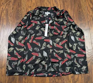 Nicole Miller Leopardendruck High Heel Unterhemd Satin Nachtwäsche Shirt Top H6 - Bild 1 von 5