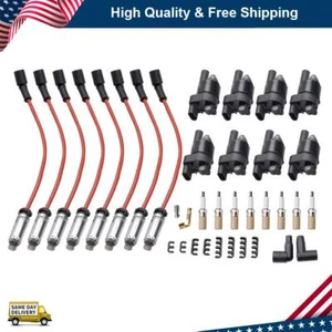 8x Ignition Coil Set and Spark Plug Wire For Silverado GMC Chevy 1500 5.3L 6.2L - Picture 1 of 11