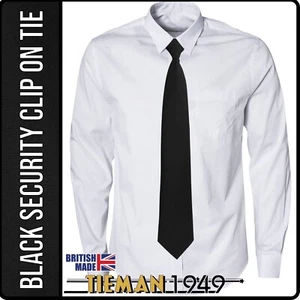 Black Clip On Tie Security Uniform Safety Doorman Bouncer Workwear British Made - Picture 1 of 6