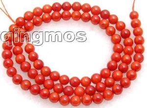4-5mm Round Red Natural Coral Beads for Jewelry Making DIY Strand 15"-los206 - Picture 1 of 8