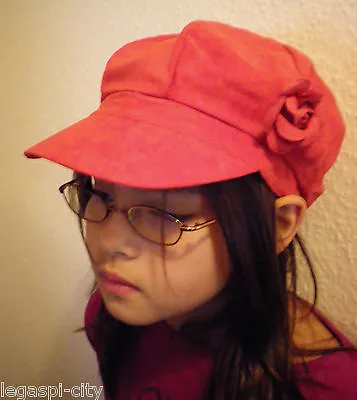Cappello/cappello Di Design Per Bambina Effetto Pelle Scamosciata Di Romano Italy Rosso • 4.99€