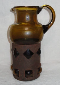 MCM Felipe Derflingher Pitcher ~ Caged Amber ~ Brutalist 12” Glassware - Picture 1 of 10