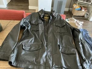 Buffalo David Bitton Waxed Cotton Military Field Jacket XL Black Hooded-READ - Picture 1 of 24