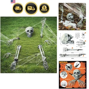 Halloween Skeleton Decorations Groundbreaker Set Outdoor Yard Lawn Halloween - Picture 1 of 11
