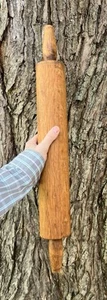 Riesiges 26" Vintage primitives handgeschnitztes einteiliges Nudelholz mit Ständer Antik - Bild 1 von 21