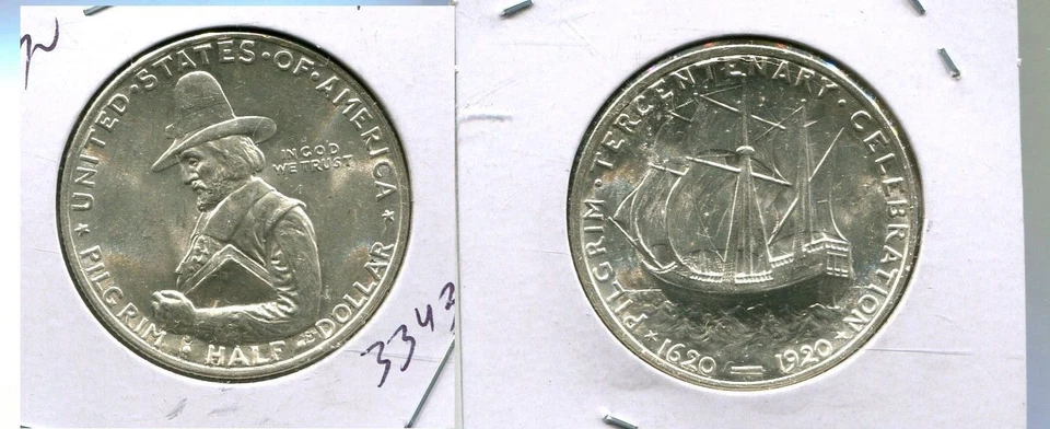 1920 PILGRIM SILVER HALF DOLLAR COMMEMORATIVE CH BU 3343T - Image 1 of 1