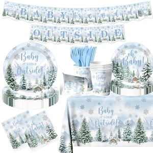 Winter Baby Shower Decorations, 142pcs Baby It' s Cold Outside Party Supplies... - Foto 1 di 6