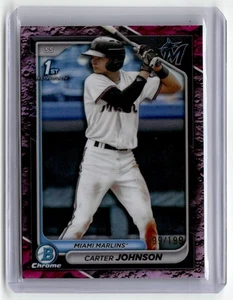 2024 Bowman Draft Chrome Carter Johnson 1st Fuchsia Luna Refractor /199 - Picture 1 of 2