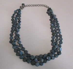 Green - Triple Strand Necklace - Flat Round Polished Stones with Extender Chain - Picture 1 of 10