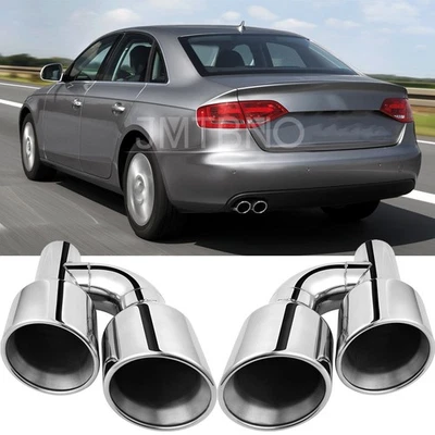 Для Audi A4 A5 A6 A7 S4 S5 S6 двойной впуск 2,5 дюйма выход 4 дюйма четыре выхлопных наконечника нержавеющая сталь - Изображение 1 из 4