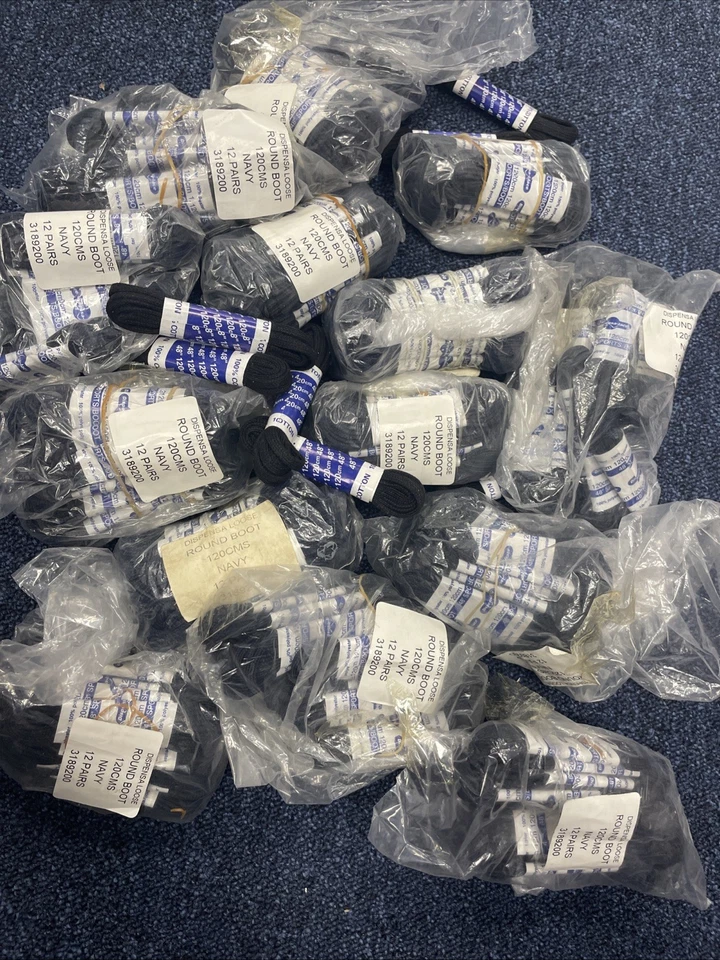 Job Lot 120cm Round Laces Navy Over 150 Pairs A Few Black Flat 8prs - Image 1 of 1