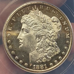 1881 S 1 $ MORGAN SILVER DOLLAR DIMPLE ANACS MS 64 DMPL ((NO RESERVE)) - Bild 1 von 11