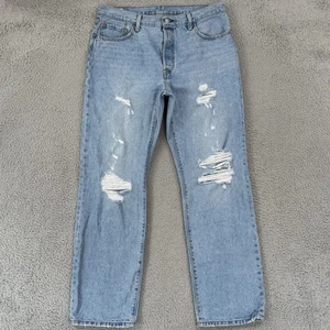 Levis 501 Jeans Damen 33x32 Distressed Denim High Rise Button Fly Straight Leg - Bild 1 von 13