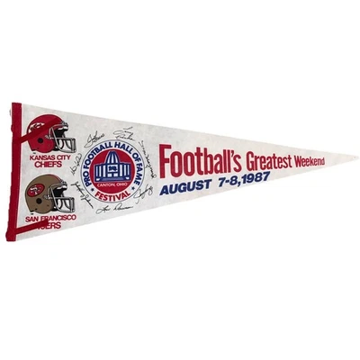 Pro Football Hall Of Fame Festival Greatest Weekend August 7-8 1987 Pennant 30” - Image 1 of 4