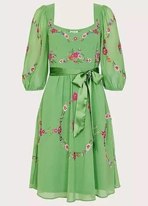 Monsoon Emilia Floral Embroidered Dress Size 12 - Picture 1 of 3