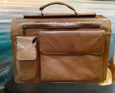 Maletín de cuero genuino colombiano tostado para computadora portátil bolso de mano hecho en Columbia Foto 1 de 4