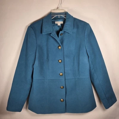 Женская куртка на пуговицах Coldwater Creek размер 12 темно-бирюзовый синий с подкладкой из микрофибры - Изображение 1 из 4