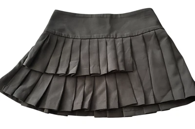 Falda corta plisada negra Topshop US 2 | XS Grunge línea A en niveles punk gótico Foto 1 de 4