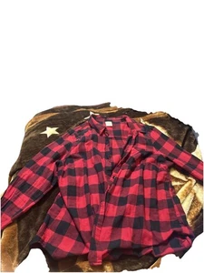 FADED GLORY FLANELL KARIERTES HEMD ROT LANGARM BAUMWOLLE GRÖSSE 2X - Bild 1 von 10