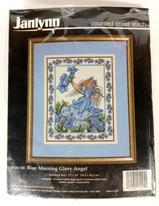 Vintage Janlynn Counted Cross Stitch Kit "BLUE MORNING GLORY ANGEL" #125-125 - Bild 1 von 2