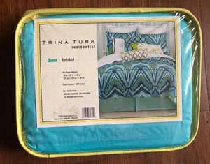 New Trina Turk Residential Queen Sized Bedskirt - Sky Blue - Picture 1 of 5