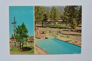 Pool and Sign at Sievers Lodge at Stateline, CA, South Lake Tahoe Postcard - Picture 1 of 2