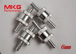 6mm Aluminium 1/4" Non Return Fuel Check Valve One Way Petrol Diesel Silver 4PCS - Bild 1 von 4