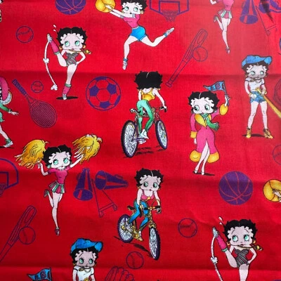 Colcha Betty Boop vermelha esportiva fat quarter tecido material para artesanato #992 - Imagem 1 de 4