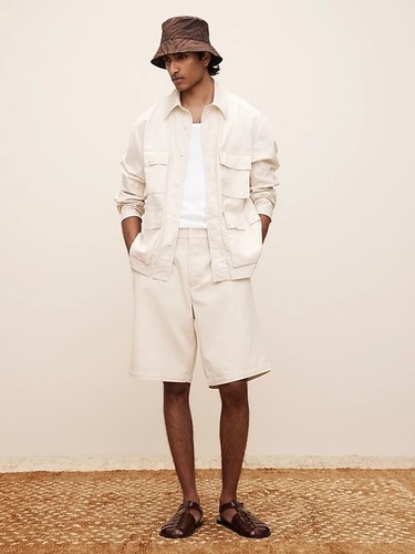 OFF WHITE NUOVO Banana Republic XLT The White Lotus Popeline Field Camicia Giacca XL Alto 782991