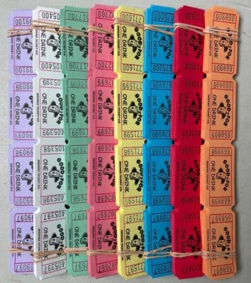 ITC Good for One Drink Single Stub Tickets Lot of 500 Folded Flat Raffle Tickets