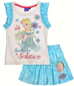 Disney Eiskönigin Elsa Anna Frozen Set T-Shirt Shirt Rock blau kurzarm - Bild 1 von 1