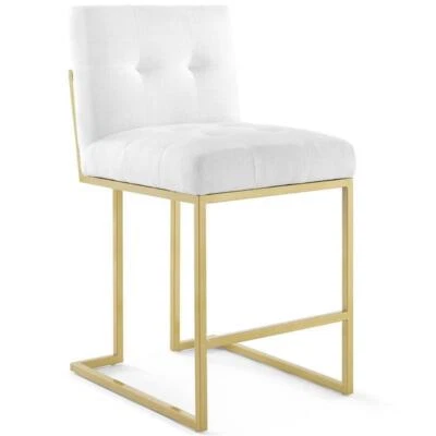 Banqueta Hawthorne Collections 26,5" moderna tecido tufado em branco/dourado - Imagem 1 de 4