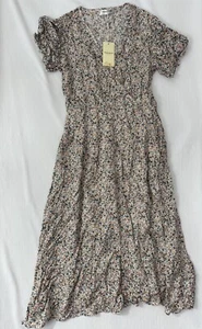 Manydress Womens Casual Floral Print Dresses Summer V Neck Boho Midi Wrap Sz L - Picture 1 of 9
