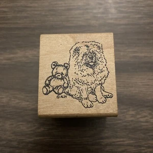 Chow Chow Stamp ALM Vintage Dog All night media 80’s Wooden Mount - Picture 1 of 2