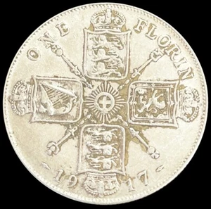 1917 SILVER GREAT BRITAIN 1 FLORIN KING GEORGE V COIN - Picture 1 of 2