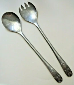 Juego de tenedor y cuchara para ensalada vintage ~ plateado de Italia - Imagen 1 de 6