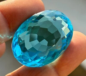 87 kt natürlicher zertifizierter himmelblauer Aquamarin Ovalschliff lose bester Edelstein EBAY - Bild 1 von 12