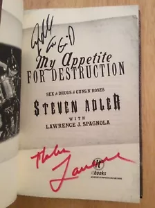 Autografato x2 Steven Adler Lawrence J Spagnola My Apetite Per Destruction HC - Picture 1 of 11