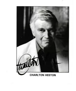 Marcador negro original firmado a mano de actor de cine Charlton Heston en foto de 8x10 NRA - Imagen 1 de 1