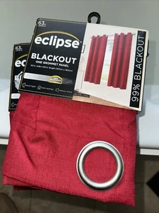 Red Dayton Chili Blackout Curtain, Eclipse, 42x63 Grommets 2 Panels - Picture 1 of 3