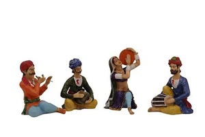 Resin Rajasthani Traditional Musical Couples Handicraft Statue Set of 4 - Picture 1 of 6