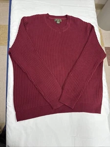 Sudadera Eddie Bauer Para Hombre XL Acanalada Gruesa Tejida Cuello Redondo Borgoña 100% Algodón - Imagen 1 de 14
