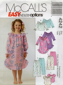 Camisón para el torso para niñas pantalones patrón de costura talla U-elige McCalls 4242 fuera de imprenta - Imagen 1 de 3